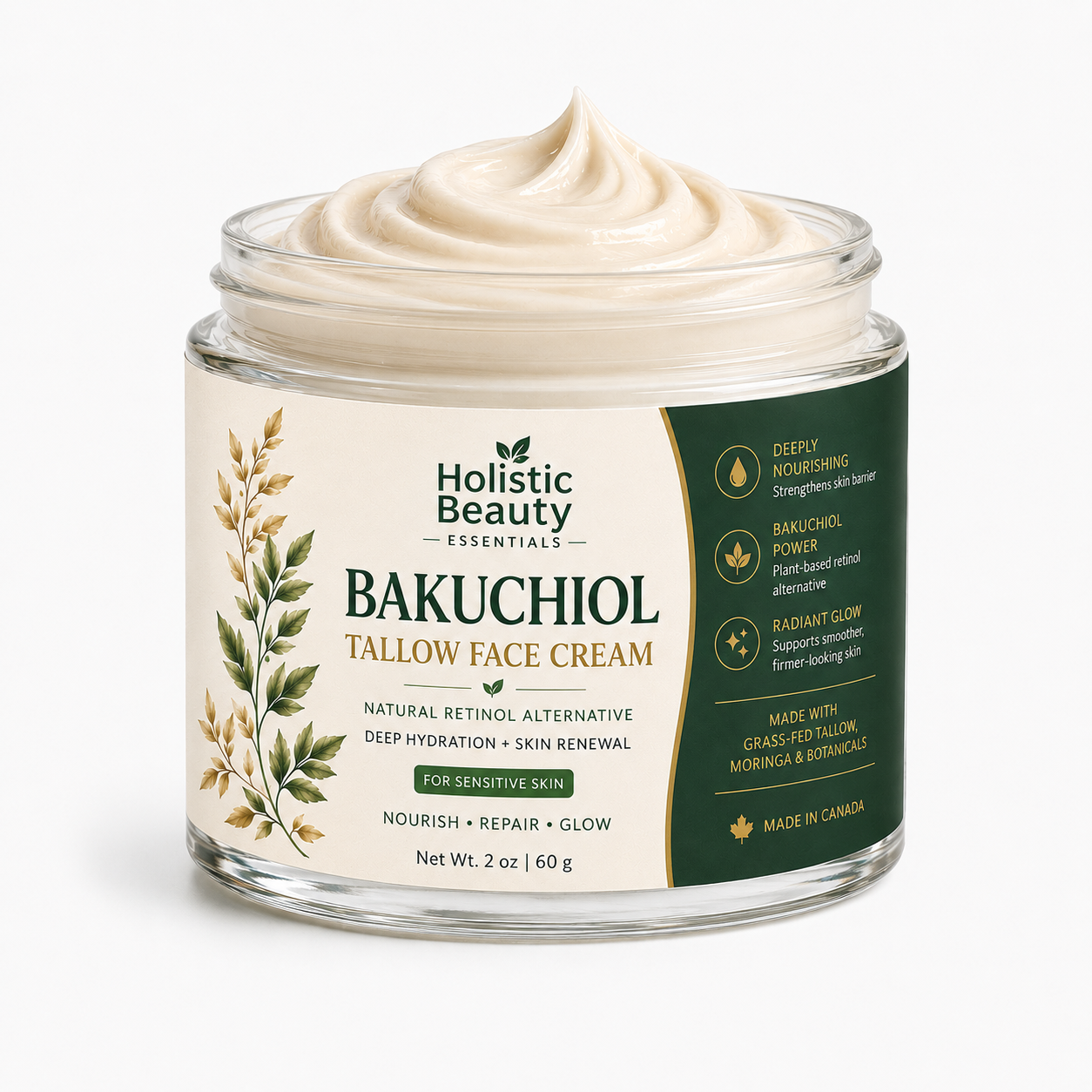 Bakuchiol Tallow Face Cream | Natural Anti-Aging Moisturizer