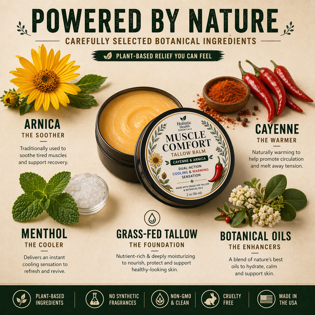 Muscle Comfort Tallow Balm – Dual-Action Cooling & Warming Balm for Daily Comfort