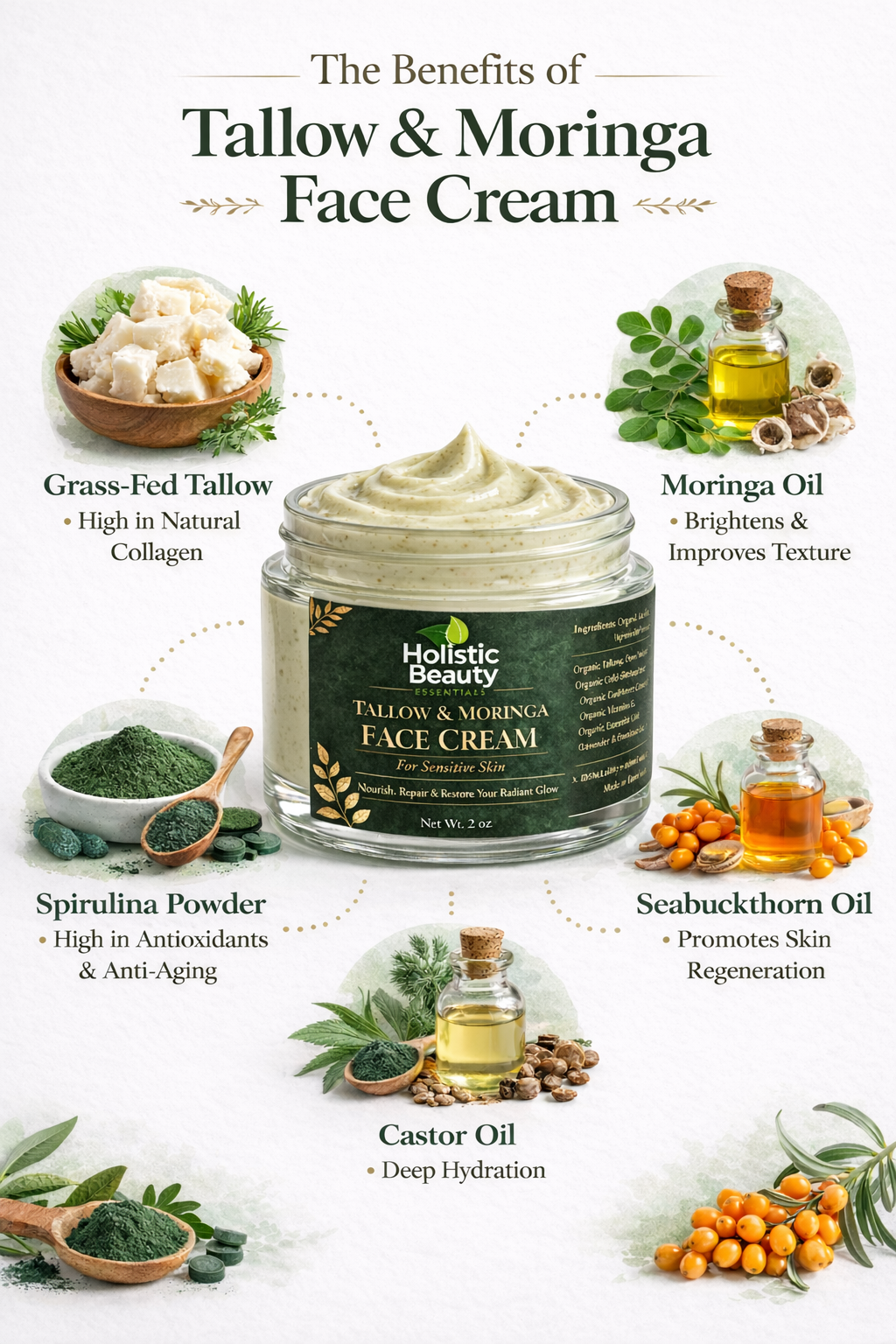 Tallow Face Cream for Sensitive Skin | Natural Hydrating Moisturizer