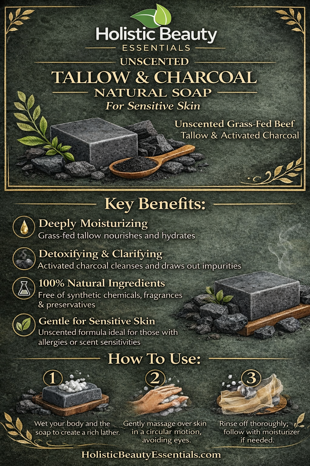 Tallow & Charcoal Soap | Unscented